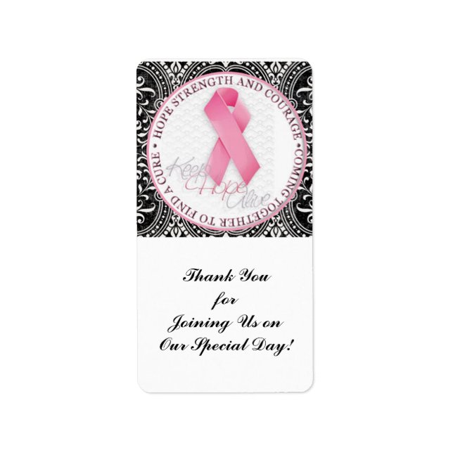 keep hope alive pink ribbon breast cancer label (Front)