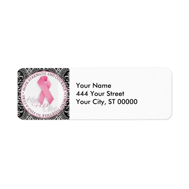 keep hope alive pink ribbon breast cancer label (Front)