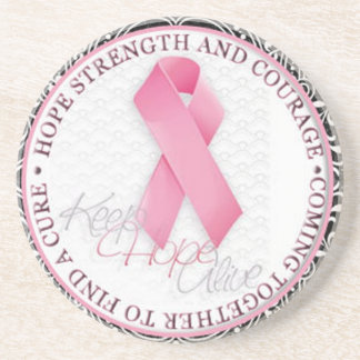 keep hope alive pink ribbon breast cancer sandstone coaster