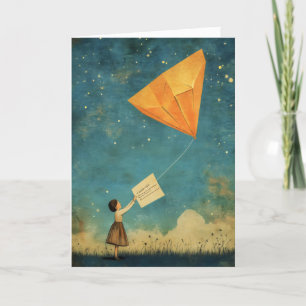 Keep in Touch Girl Kite Holiday Card