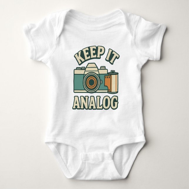 Keep it analog baby bodysuit (Front)