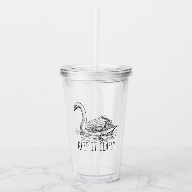 Keep It Classy Elegant Swan Acrylic Tumbler (Front)