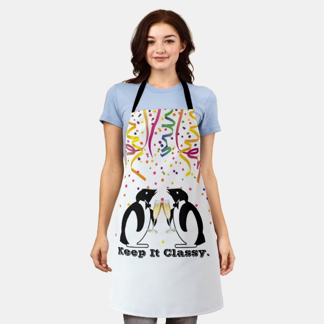 Keep It Classy Penguins All-Over Print Apron (Worn)