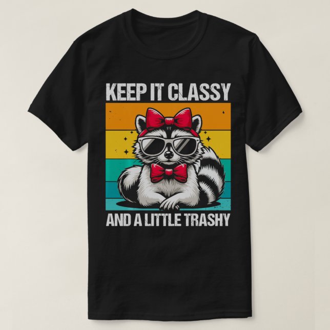 Keep It Classy Raccoon With Sunglasses And Bowtie  T-Shirt (Design Front)