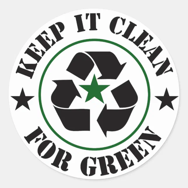 Keep It Clean For Green Logo Classic Round Sticker | Zazzle