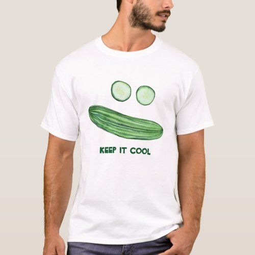 Keep it Cool as a Cucumber Funny Watercolor Face T_Shirt