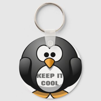 Keep It Cool Penguin - Cute Penguin Keychain by myMegaStore at Zazzle
