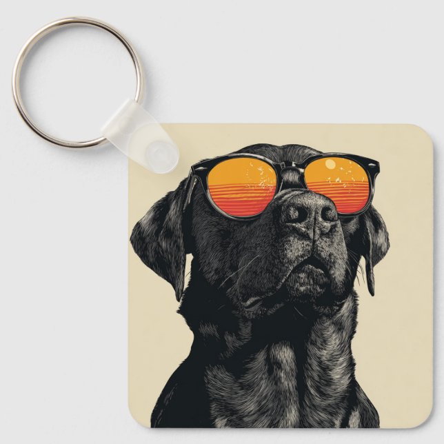 Keep it cool retro dog keychain  (Front)