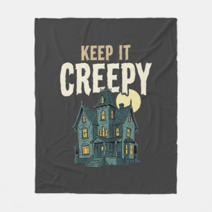 Keep It Creepy Haunted House Halloween Design_1 Fleece Blanket
