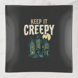 Keep It Creepy Haunted House Halloween Design_1 Trinket Tray