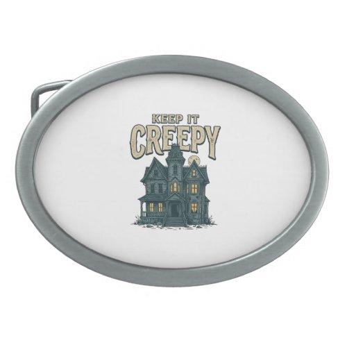 Keep It Creepy Vintage Haunted House Halloween Des Belt Buckle