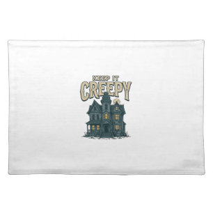 Keep It Creepy Vintage Haunted House Halloween Des Cloth Placemat