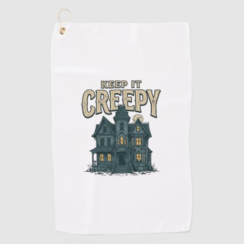 Keep It Creepy Vintage Haunted House Halloween Des Golf Towel