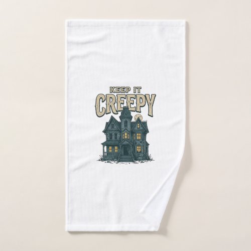 Keep It Creepy Vintage Haunted House Halloween Des Hand Towel