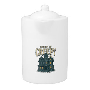 Keep It Creepy Vintage Haunted House Halloween Des Teapot