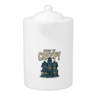 Keep It Creepy Vintage Haunted House Halloween Des Teapot