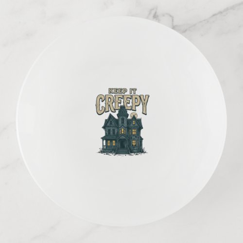 Keep It Creepy Vintage Haunted House Halloween Des Trinket Tray