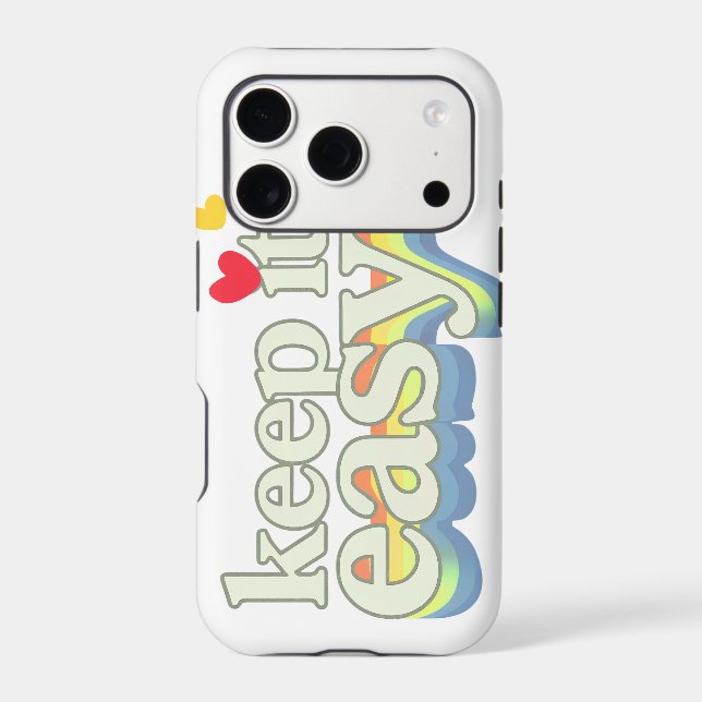 Keep It Easy Retro Pride Typography Design iPhone Case (Back)