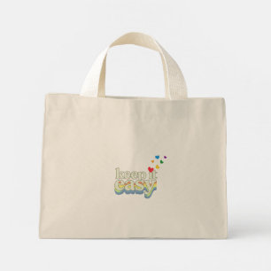 Keep It Easy Retro Pride Typography Design Mini Tote Bag
