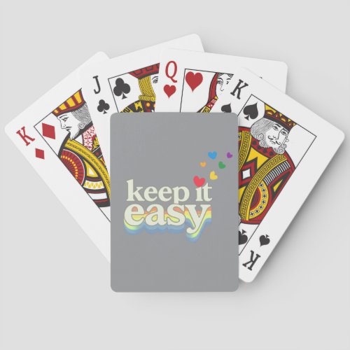 Keep It Easy Retro Pride Typography Design Poker Cards