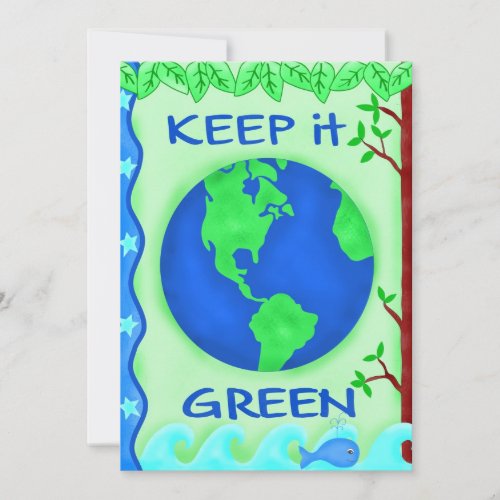 Keep It Green Save Earth Environment Art Invitation