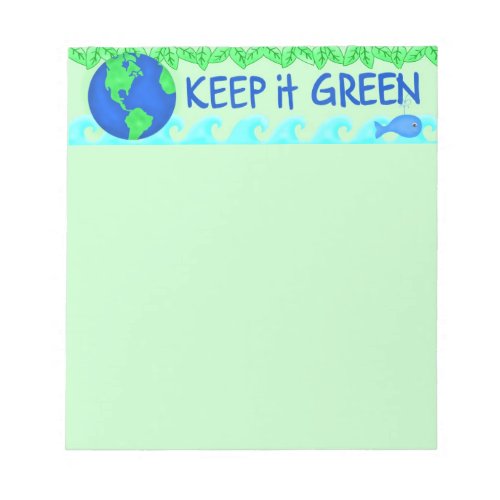 Keep It Green Save Earth Environment Art Notepad