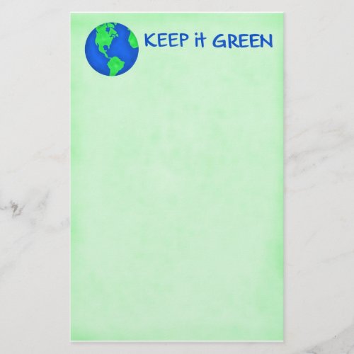 Keep It Green Save Earth Environment Art Stationery