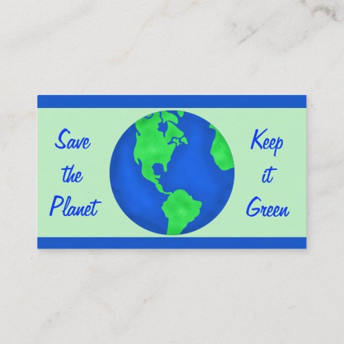 Keep It Green Save Planet Earth Environment Art Business Card