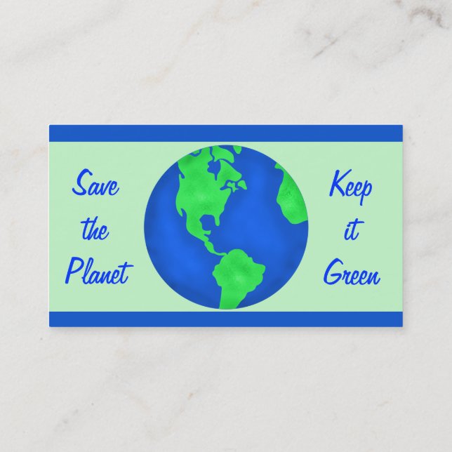 Keep It Green Save Planet Earth Environment Art Business Card (Back)