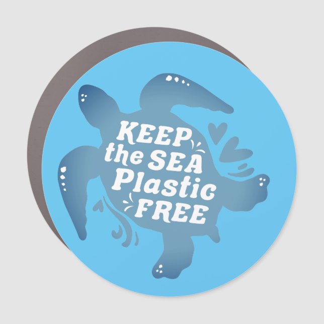 Keep It Plastic Free Sea Turtle Car Magnet (Front)