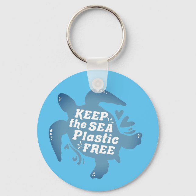 Keep It Plastic Free Sea Turtle  Keychain (Front)