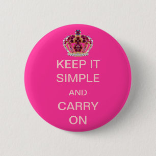 Keep it Simple and Carry On Pink Crown Button