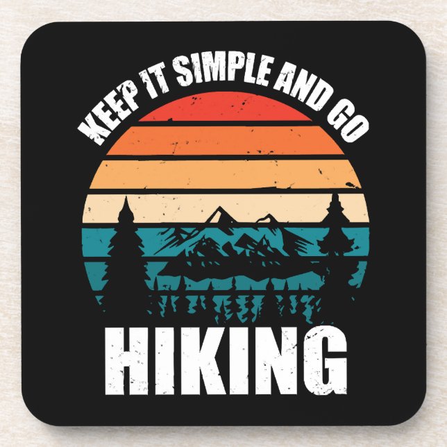 Keep It Simple And Go Hiking Beverage Coaster (Front)