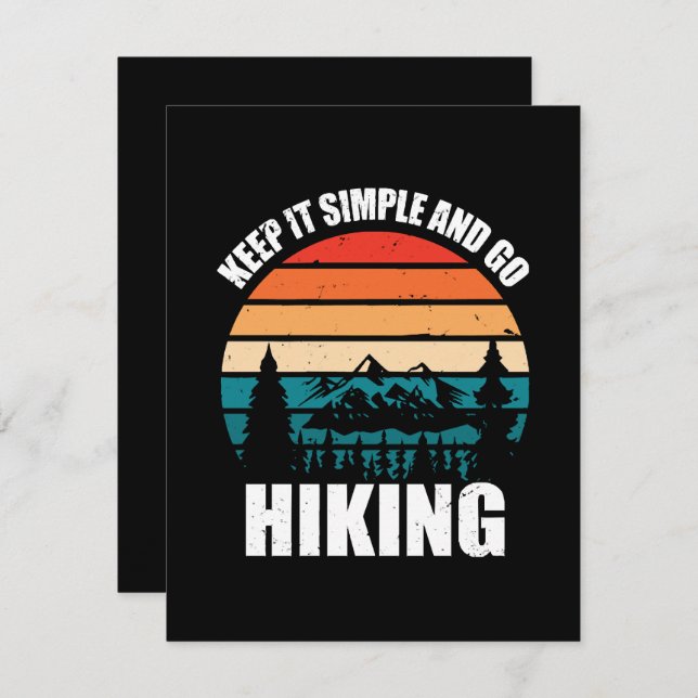 Keep It Simple And Go Hiking Note Card (Front/Back)