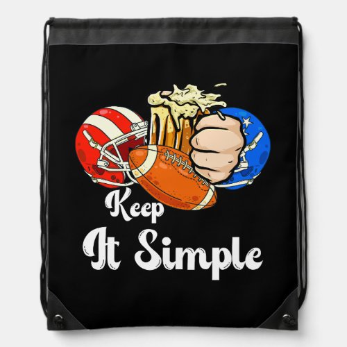 Keep It Simple Beer College Football Drinking Comm Drawstring Bag