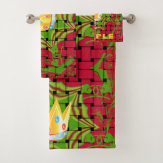 Keep It Simple: Bold Golden Red Woven Floral print Bath Towel Set