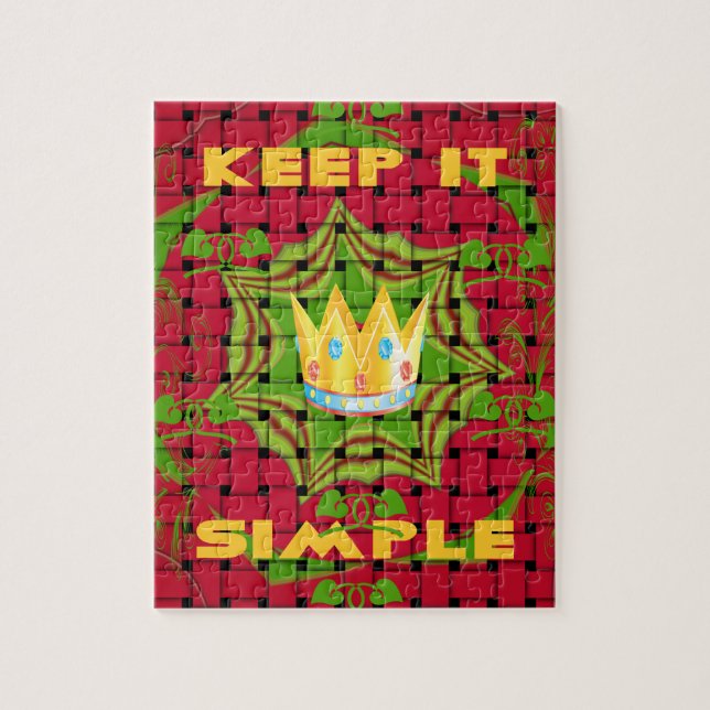 Keep It Simple: Bold Golden Red Woven Floral print Jigsaw Puzzle (Vertical)