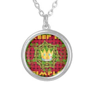 Keep It Simple: Bold Golden Red Woven Floral print Silver Plated Necklace