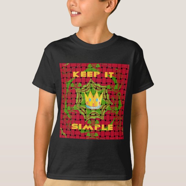 Keep It Simple: Bold Golden Red Woven Floral print T-Shirt (Front)