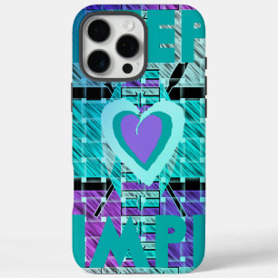 Keep It Simple: Cyan Heart & Clarity Pattern Art iPhone 16 Pro Max Case