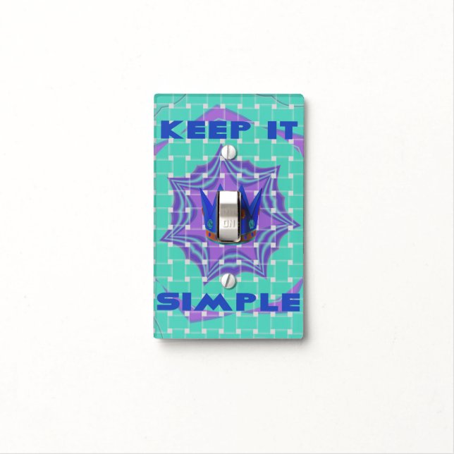 Keep It Simple: Cyan Heart & Clarity Pattern Art Light Switch Cover (In Situ)