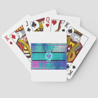 Keep It Simple: Cyan Heart & Clarity Pattern Art Poker Cards