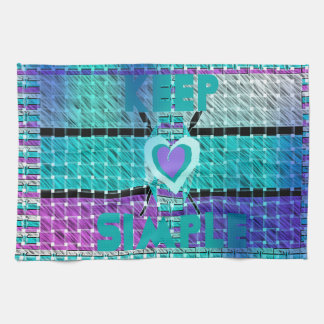 Keep It Simple: Cyan Heart & Clarity Pattern Art Towel