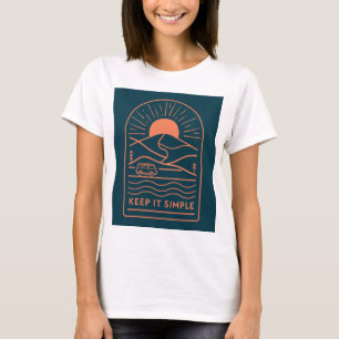 Keep It Simple Living Camping Stickman Humor Pun, T-Shirt