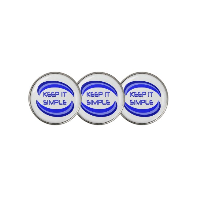 Keep it Simple Quote Recovery Slogan In Blue Golf  Ball Marker (3 Up)
