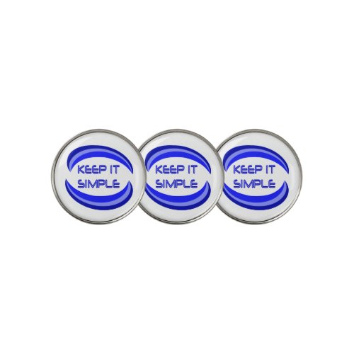 Keep it Simple Quote Recovery Slogan In Blue Golf  Golf Ball Marker