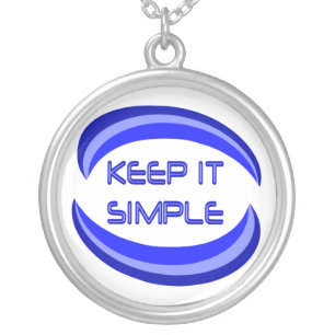 Keep it Simple Recovery Slogan Quote In Blue Silver Plated Necklace
