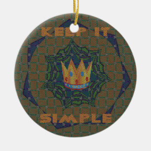Keep It Simple: The Royal Clarity Pattern Design Ceramic Ornament