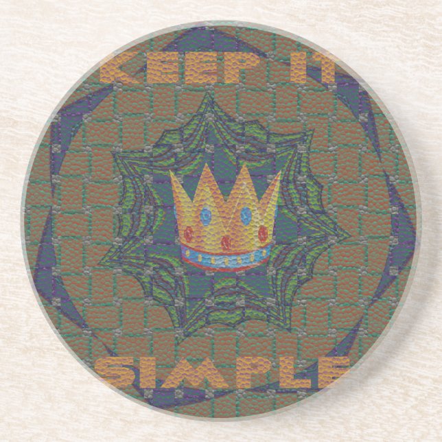 Keep It Simple: The Royal Clarity Pattern Design Sandstone Coaster (Front)