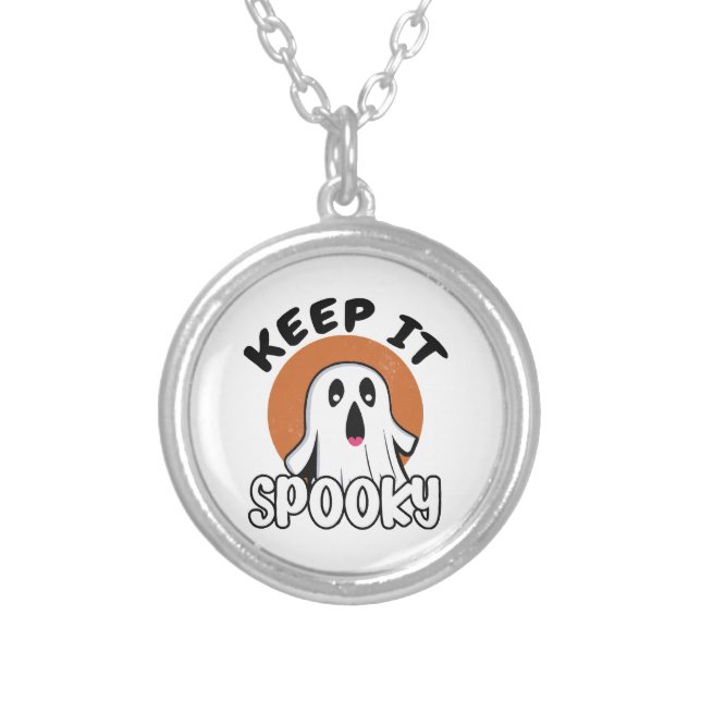 Keep it spooky silver plated necklace (Front)